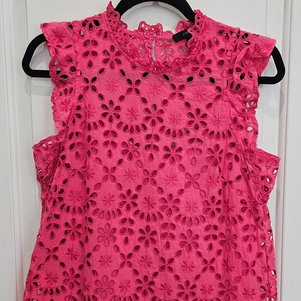 J.Crew Pink Eyelet Mockneck Top with Flutter Sleeves Size S - Picture 2 of 9